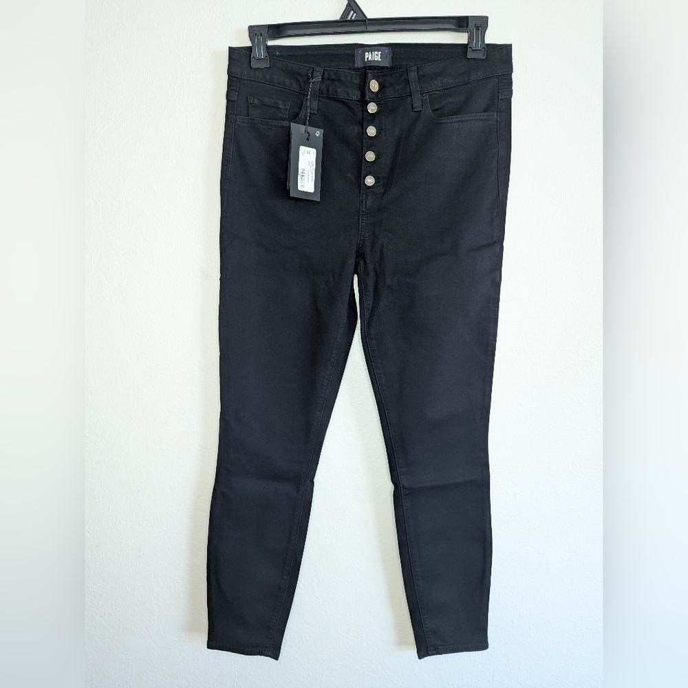 NWT Paige Denim Hoxton Black Shadow High-Rise Ankle Jeans Women's Size 31